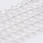 Iron Twisted Chains, Unwelded, with Spool, Oval, Silver, 14.5x10x1.6mm, about 164.04 Feet(50m)/roll