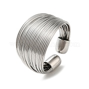 Латунное открытое кольцо-манжета с несколькими проволочными обмотками RJEW-C037-02P