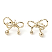 Серьги-гвоздики из латуни с бантом EJEW-M245-14G