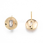 Brass Micro Pave Cubic Zirconia Stud Earring Finding KK-F841-13G