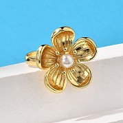 Цветочные латунные кольца для женщин RJEW-S622-05G