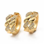 Серьги-кольца из прозрачного кубического циркония EJEW-K093-11G