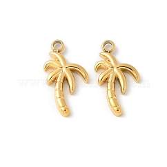 Ciondoli in acciaio inossidabile 304, ciondoli albero di cocco, placcatura ionica (ip), vero placcato oro 18k, 11.5x6x1.5mm, Foro: 1.2 mm