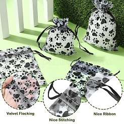 20 шт. мешочки для украшений из органзы с принтом лапы на шнурке&nbsp;ABAG-YW0001-15A