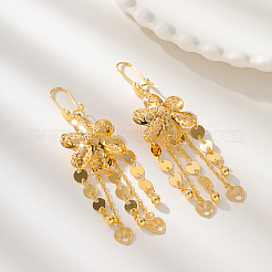 Винтажные латунные серьги-кольца с кисточками и цветком&nbsp;IP4629