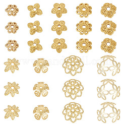 54 pièce de capuchons de perles en laiton de 9 styles&nbsp;KK-TA0003-43