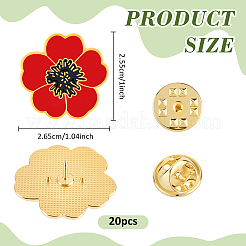 20 spilla in lega smaltata a forma di papavero&nbsp;JEWB-FG0001-67