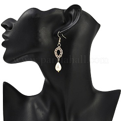 Серьги с подвесками из латуни с прозрачным фианитом и прозрачным фианитом&nbsp;EJEW-JE06460