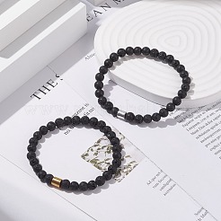 2pcs ensemble de bracelets extensibles en hématite synthétique et pierre de lave naturelle 2 couleurs&nbsp;BJEW-JB08066