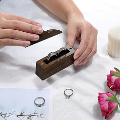 1 x Ring-Aufbewahrungsbox aus schwarzem Walnussholz mit magnetischem Deckel&nbsp;OBOX-PH0001-06