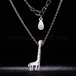 Collier avec pendentif girafe en argent sterling plaqué rhodium au design mignon&nbsp;JN239A