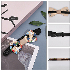 Noeuds papillon en bois ajustables à motif de puzzle&nbsp;AJEW-WH0348-37