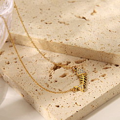 Женские ожерелья с подвеской из рыбьей кости из нержавеющей стали 304 с кристаллами и стразами&nbsp;RG3974