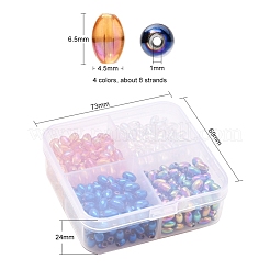 8 нить 4 цвета гальванических стеклянных бусин&nbsp;EGLA-YW0001-37