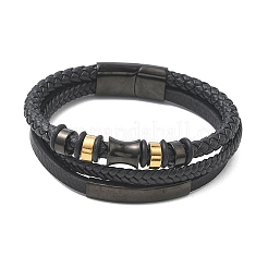 Geflochtene Mikrofaser-Lederkordel & mehrsträngige Armbänder aus natürlichem Tigerauge&nbsp;BJEW-C153-01A