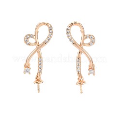 Латунные микро-паве прозрачные серьги-гвоздики из циркония&nbsp;KK-S364-133