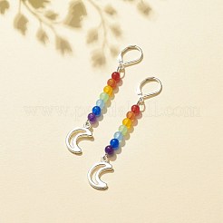 Jade de malaisie naturel avec breloque en alliage longues boucles d'oreilles à levier&nbsp;EJEW-JE04910