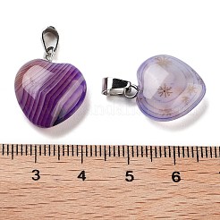 Breloques d'agate rubanée naturelle&nbsp;HEAR-PW0001-057-38