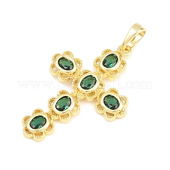 Pendentifs avec zircon cubiques à micro-pavés en laiton&nbsp;KK-F938-24F-G