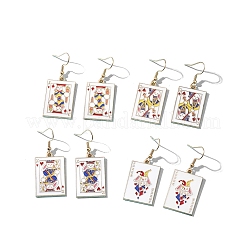 Серьги-подвески в виде игральных карт из эмали&nbsp;EJEW-JE06401