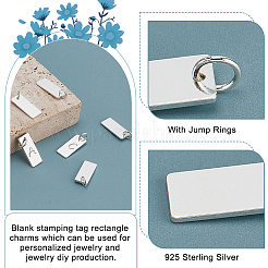 6 шт. 925 прямоугольные подвески из стерлингового серебра с тиснением и соединительными кольцами&nbsp;FIND-PH0023-56