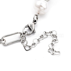 Braccialetti con maglie di perle finte di plastica bianca&nbsp;BJEW-JB05445-02
