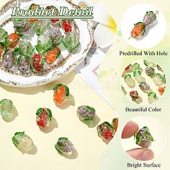 30 шт. 5-х цветные стеклянные бусины ручной работы из золотой фольги в технике лэмпворк&nbsp;FOIL-CJ0001-14