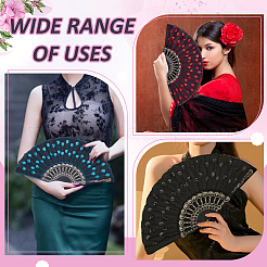 30 шт. 10-цветные пластиковые и полиэстеровые веера для украшения витрин&nbsp;AJEW-WA0001-01