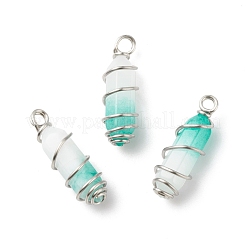 Pendentifs pointus à double borne en jade blanc vert naturel&nbsp;PALLOY-JF01686-07