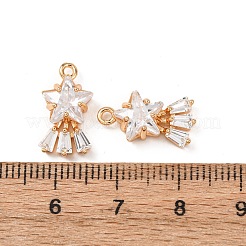 Pendenti in zirconi cubici trasparenti in micro pavè di ottone&nbsp;KK-T082-06G