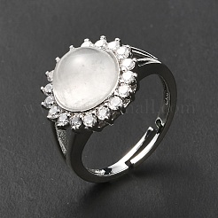 Anillos ajustables de cristal de cuarzo natural&nbsp;RJEW-P043-02P-25
