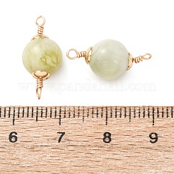 Breloques de connexion rondes en jade naturel&nbsp;KK-Z152-04G-02
