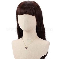 5 pz 5 collane con ciondolo a farfalla in vetro colorato con catene satellitari in acciaio inossidabile 304 per le donne&nbsp;NJEW-JN04146