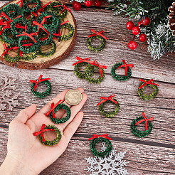 24 шт. 2-х цветный полиэстер с железным миниатюрным рождественским венком&nbsp;DOLL-GO0001-09