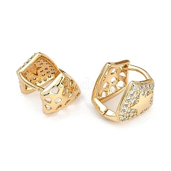 Orecchini a cerchio da donna in ottone con micro pavé di zirconi chiari&nbsp;EJEW-U030-04G-03