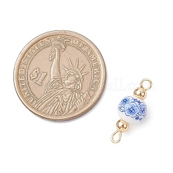 Handgemachte Blumen bedruckte Porzellan Keramik runde Glieder Verbinder Charms&nbsp;PALLOY-JF04451-02