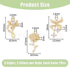 12 шт. 6 стиля латунные подвески с микропаве и кубическим цирконием&nbsp;KK-DC0003-30