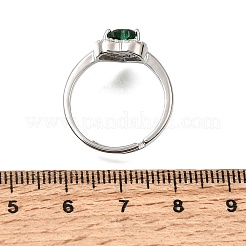 Anelli aperti con polsino in ottone micro pavé di zirconi cubici trasparenti&nbsp;CU-CBA5C10-16P