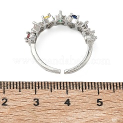 Offene Manschettenringe aus Messing mit Mikropavé und Zirkonia für Damen&nbsp;RJEW-C163-08P