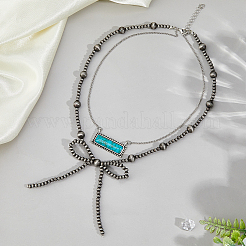 Collana con fiocco in lega di zinco e pietra sintetica ccb&nbsp;NJEW-WH0040-01B