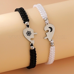 Bracelets réglables en corde tressée en polyester pour couple&nbsp;PW-WG99087-01