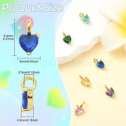 12 шт. 12-цветные подвески из латуни с микропаве из кубического циркония&nbsp;ZIRC-CJ0003-35