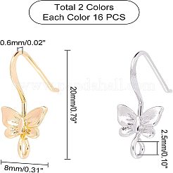32 шт. 2 цвета латунные крючки для серег&nbsp;KK-FH0003-04