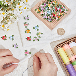 160 Stück 8 Farben Blumenmuster wasserlösliche computergesteuerte Stickapplikationen&nbsp;DIY-CY0003-16