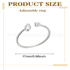 1 pz lettera ottone strass anelli polsino aperto per le donne&nbsp;AJEW-LP0004-47C-S