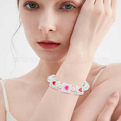 16 шт. 4-х цветные эмалевые бусины ручной работы в технике лэмпворк ко Дню святого Валентина&nbsp;LAMP-PA0001-07