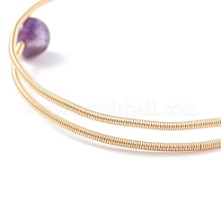 Brazalete con cuentas redondas de amatista natural&nbsp;BJEW-JB07816-03