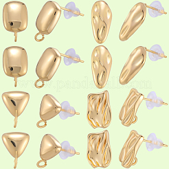 16 шт. 4 стиля латунных сережек-гвоздиков&nbsp;KK-BBC0018-62