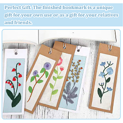 Diy blumenmuster papier lesezeichen stickerei kits&nbsp;DIY-WH0304-311