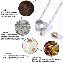 Collier avec pendentif en forme de cœur en acier inoxydable 304 pour cendres&nbsp;NJEW-CN0001-19RGP